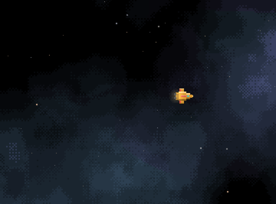 A ship crossing a nebula